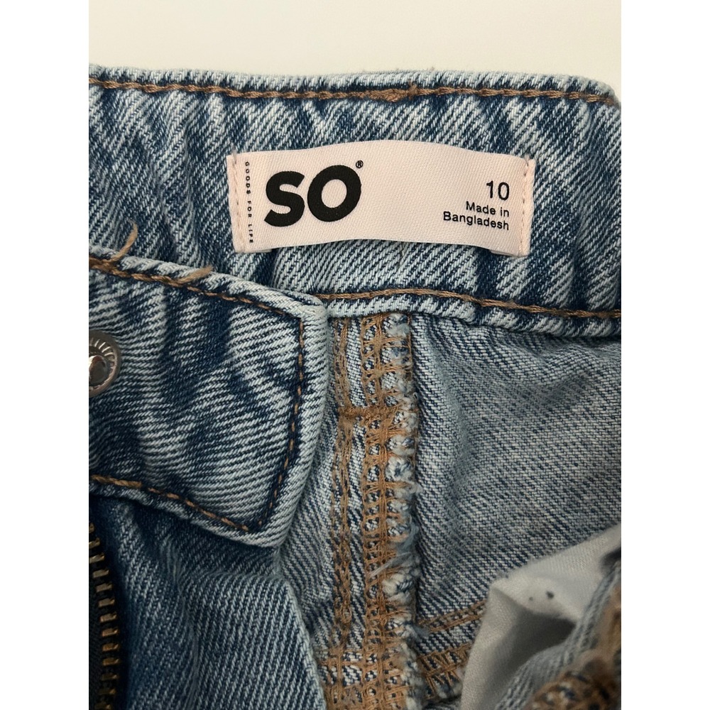 SO Girls Two-Tone Wide Leg Jeans Light Wash Blue Denim Size 10 High Waisted.J-72 - Picture 6 of 10